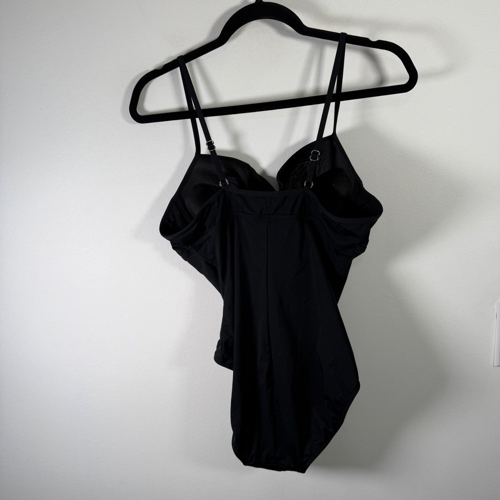 Spanx Love Your Assets Black One Piece Swimsuit Ruched Push Up Womens Large - Picture 5 of 12